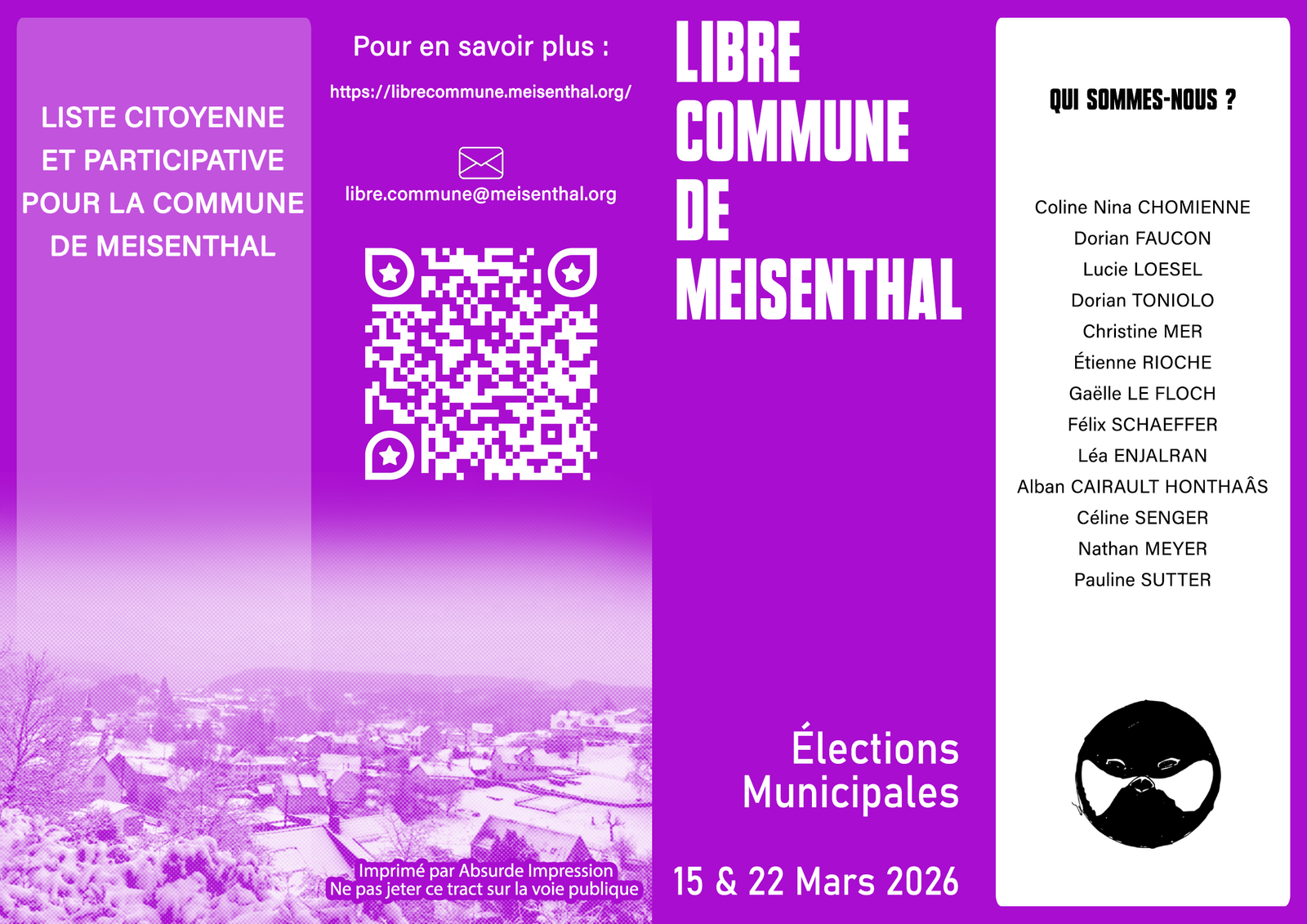 Le recto d'un tract qui nous donne le trac